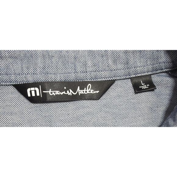 Travis Mathew Polo Shirt Mens L Blue Heather Flying Tortilla Quick Dry Golf EUC - Picture 6 of 7
